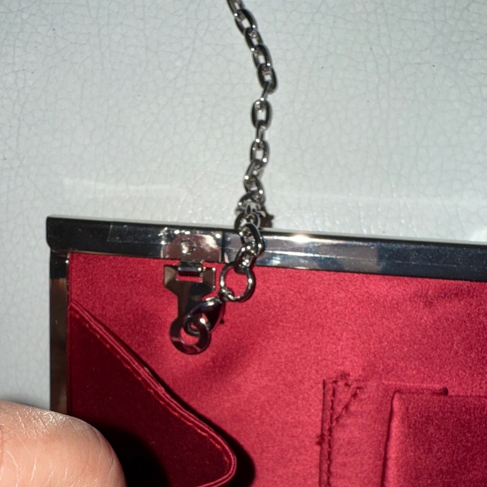 INC Elegant Red Clutch with Chain Strap - Picture 8 of 10